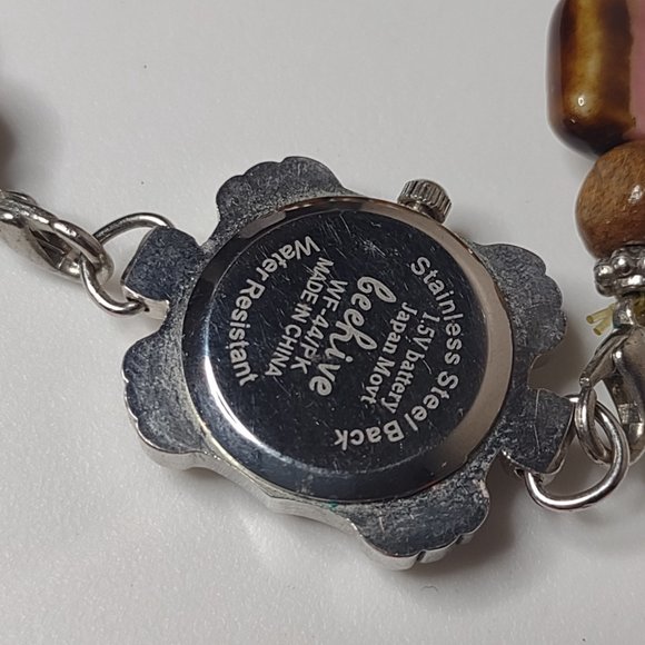 Very Awesome Pink And Silver Tone Beaded Stretch Watch - Picture 10 of 12